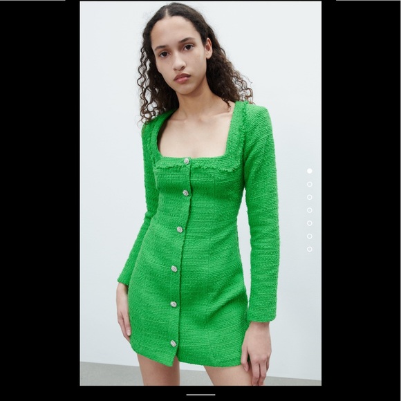 Zara textured weave green dress - Picture 8 of 11